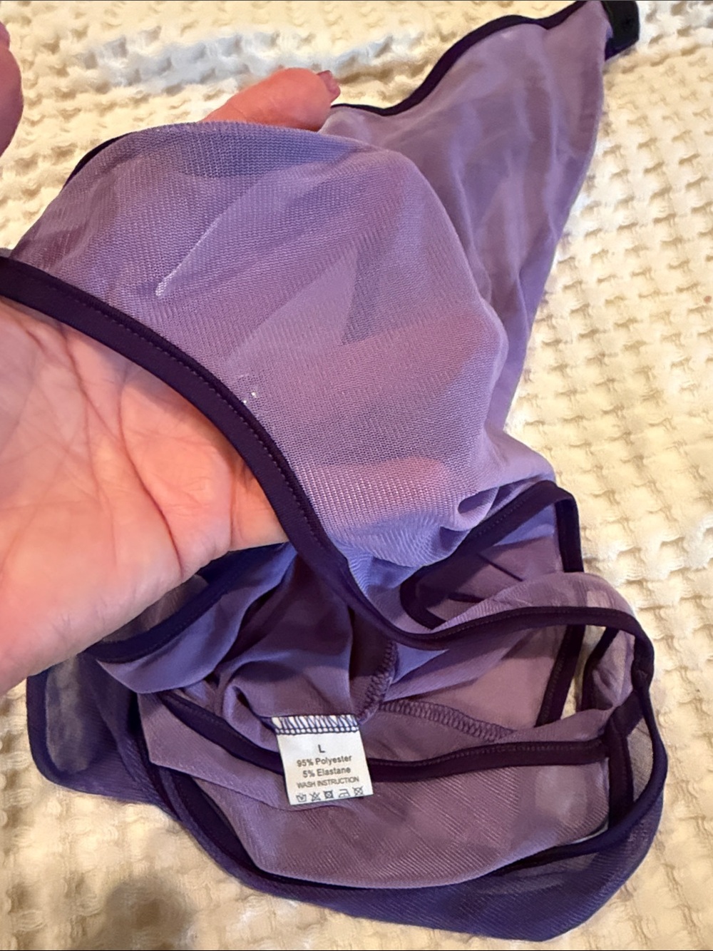 Kids Purple Mesh One-Piece Swimsuit - Picture 4 of 5